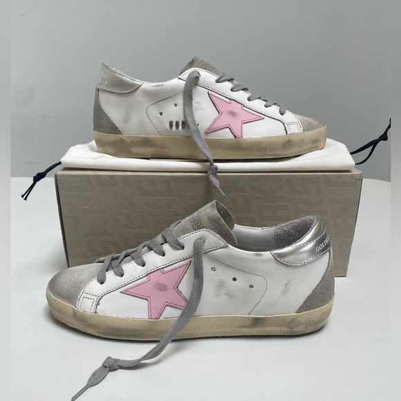Golden Goose Superstar Sneaker White Leather/Ice/Orchid Pink sz 37 New in Box - Picture 4 of 13